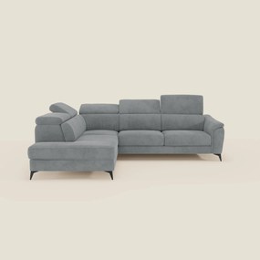 Arcos Divano angolare - piedini alti e poggiatesta reclinabili in microfibra impermeabile T11 grigio