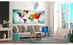 Quadro World Map  Green Vignette  Colore colorful, Dimensioni e Misure 225x90