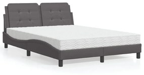 Letto Con Materasso Grigio 140x190 Cm İn Similpelle /