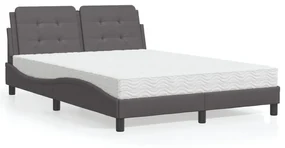 Letto Con Materasso Grigio 140x190 Cm İn Similpelle /