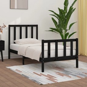 Giroletto Nero İn Legno Massello 90x190 Cm Single /