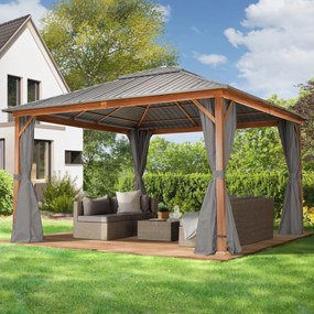 TOOLPORT Gazebo da giardino Forest Superior loft grigio, 4x4 m in look quercia - (300187)