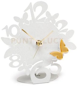 Orologio sciame farfalline decorato bianco in ferro e polimetilmeta...