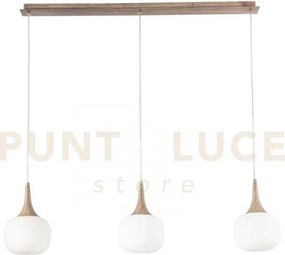 Jaipur lampadario a sospensione bianca e finto legno e vetro 3 luci...