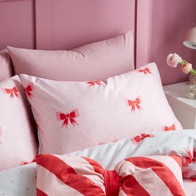 Set copripiumino e federa rosa per letto matrimoniale 200x200 cm Dotty Bows – Sassy B