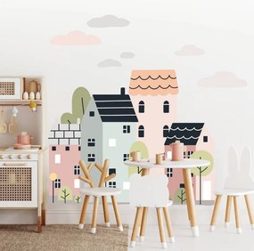 Adesivi murali per ragazze - Città rosa | Inspio