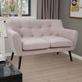 Divano 2 Posti Ellen L130 cm in Tessuto con Gambe Legno - Grigio