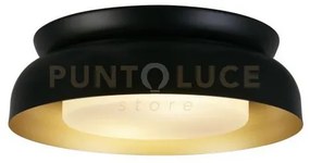 Kendal 2lt flush, metallo nero e oro con diffusore satinato