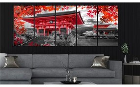 Quadro Kyoto, Japan (5 Parts) Narrow  Colore Rosso, Dimensioni e Misure 200x80