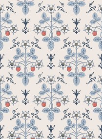 Cole & Son Tapete Strawberry - China Blue on Cream