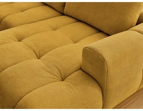 Divano angolare color senape allungabile e con contenitore (penisola a sinistra/a U) con rivestimento in ciniglia Fuji – Bobochic Paris