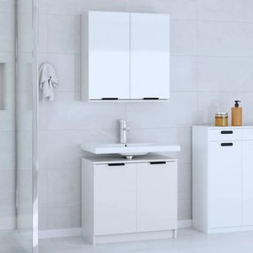 Set di mobili da bagno 2 pz bianco in legno multistrato