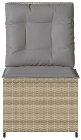 Divano reclinabile da giardino con cuscini beige in polyrattan