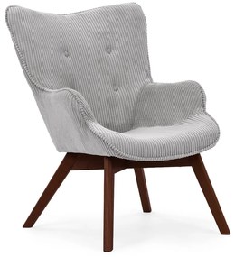 Poltrona grigia con rivestimento in velluto a coste Niko – Ropez