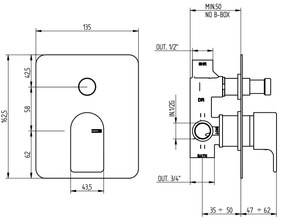 Miscelatore Doccia Parti Esterne 2 vie senza parte incasso Cromo Micheli Leva 5800/L/E Bellosta