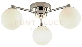 Tiberius 3lt flush - metallo cromato e vetro satinato bianco