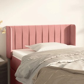 Testiera Ad Orecchio Rosa 103x16x78/88 Cm İn Velluto /