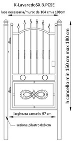 Cancello manuale con serratura elettrica Lavaredo in ferro, apertura a sinistra, L 104.5, H 180-195 cm, di colore bianco