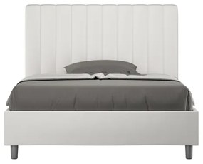 Letto matrimoniale francese senza rete imbottito 140x200 similpelle bianco Agueda