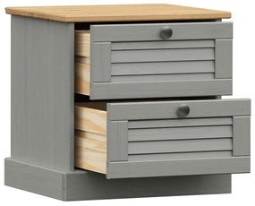 Comodino VIGO Grigio 42x35x42 cm in Legno Massello di Pino