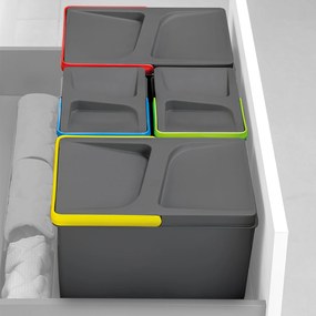 Pattumiera Differenziata 3 Contenitori per Cassettone 60x21,6 cm con Base Emuca Grigio Antracite...