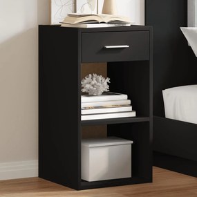 Comodino Nero 35x34x65 Cm İn Legno Multistrato /