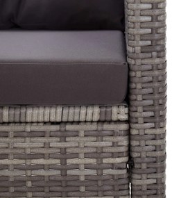 Divano da giardino 2 posti con cuscini grigio 124 cm polyrattan