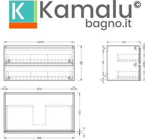 Mobile bagno 100 cm lavabo integrato legno chiaro | KAM-HR100 - KAMALU