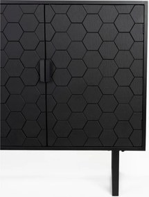 Cassettiera bassa nera in legno di pino 135x90 cm Linc - White Label