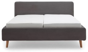 Letto matrimoniale imbottito grigio scuro con contenitore con rete inclusa 180x200 cm Mattis Cord – Meise Möbel