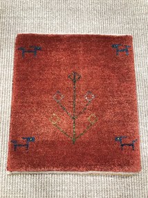 Gabbeh Tappeto 40x40 Rosso (Iran) Annodato A Mano