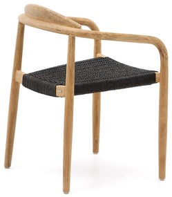 Kave Home - Sedia Nina in legno massello di acacia e corda nera FSC 100%