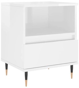 Comodini 2pz Bianco Lucido 40x35x50 cm in Legno Multistrato