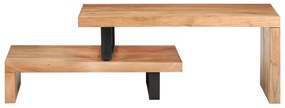Set tavolini da caffè 2 pz in legno massello di acacia