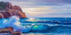 Stampa su tela – Onde marine sulla costa