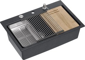 Lavello in granito MARC  110 WORKSTATION Black Metallic