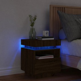 Comodino Con Luci Led Rovere Marrone 40x39x48,5 Cm /