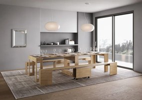 Consolle Estensibile Evolve con Panche Integrate e Design Innovativo, Quercia Natura