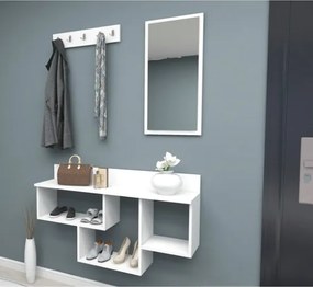 Mobile Ingresso Sospeso Con Cappottiera Vani E Specchio Pablo Bianco