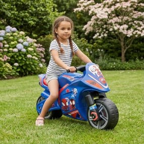 Moto Cavalcabile per Bambini 4-7 anni a Spinta Marvel Spidey 99x39x61 cm fino a 50 kg con Maniglia di Trasporto Blu...
