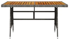 Tavolo giardino grigio 130x70x72cm polyrattan e massello acacia