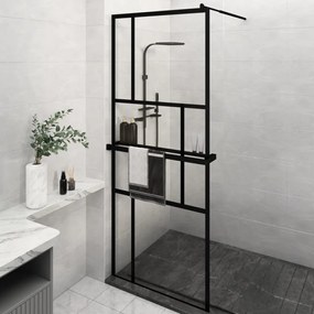 Parete Doccia Walk İn Mensola Nera 80x195cm Vetro Esg Alluminio /