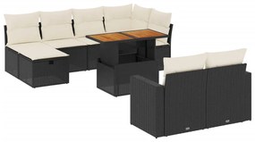 Set Divani da Giardino 11 pz con Cuscini in Polyrattan Nero