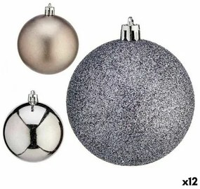 Set di palline di Natale Argentato Plastica Ø 7 cm (12 Unità)