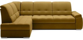 Divano angolare giallo allungabile/con contenitore (con penisola a sinistra/a L) e rivestimento in velluto Sado – ELTAP