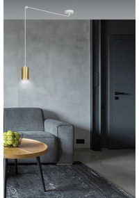 Sospensione A Ragno In Acciaio Bianco E Oro 1 Luce Tracker Con Cavo 3 Metri