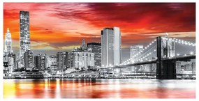 Stampa su tela New York cielo rosso, multicolore 190 x 90 cm