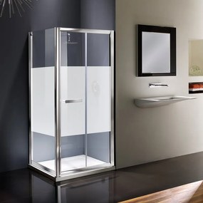 Box doccia con ingresso frontale pieghevole Namara L 80 x H 195 cm, vetro 8 mm serigrafato profilo argento cromato
