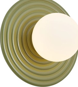 Lampada da parete retrò verde con sfera opale rotonda 20cm IP44 - Lila