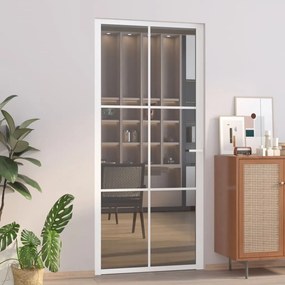 Porta Interna 93x201,5 Cm Bianca İn Vetro Esg E Alluminio /